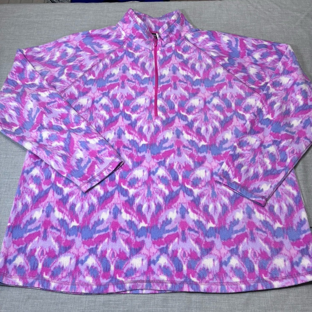 Eddie Bauer Fleece Jacket Womens XXL Pink Purple 1/4 Zip Pullover Warm Pullover